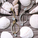 Marina Teardrop Belly Ring in 14K White Gold - Dangling Belly Ring. Navel Rings Australia.