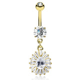 Diamanté Fusion Belly Dangle with Gold Plating - Dangling Belly Ring. Navel Rings Australia.