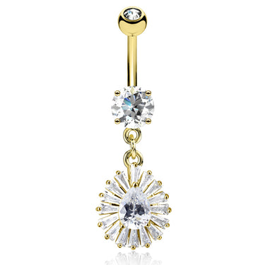 Diamanté Fusion Belly Dangle with Gold Plating - Dangling Belly Ring. Navel Rings Australia.