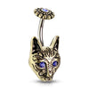 Egypts Bastet Cat Belly Bar with Antique Gold Plating