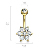 Deity Flower Belly Ring in 14K Gold - Fixed (non-dangle) Belly Bar. Navel Rings Australia.