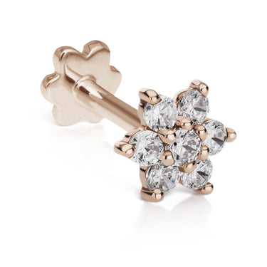 Diamond Flower Earring by Maria Tash in 18K Rose Gold. Flat Stud. - Earring. Navel Rings Australia.