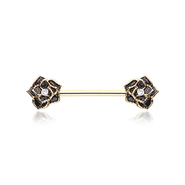 Classic Glam Rose Nipple Piercing Jewellery with Gold Plating - Nipple Ring. Navel Rings Australia.