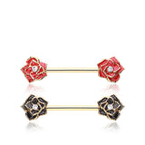 Classic Glam Rose Nipple Piercing Jewellery with Gold Plating - Nipple Ring. Navel Rings Australia.