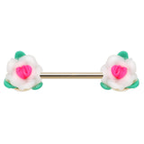 Springtime Rose Bed Nipple Ring in Gold - Nipple Ring. Navel Rings Australia.