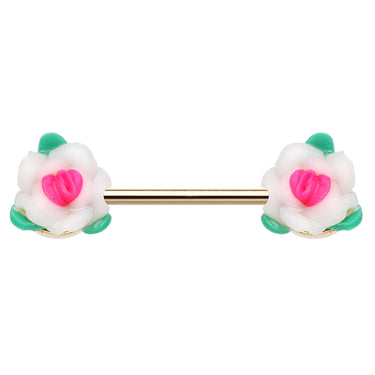 Springtime Rose Bed Nipple Ring in Gold - Nipple Ring. Navel Rings Australia.