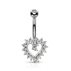 Heart of Gold Belly Bar in in 14K White Gold