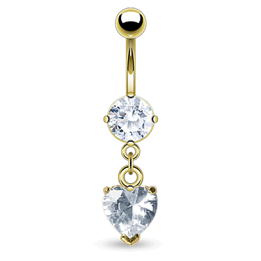Valentino Heart Navel Ring with Gold Plating