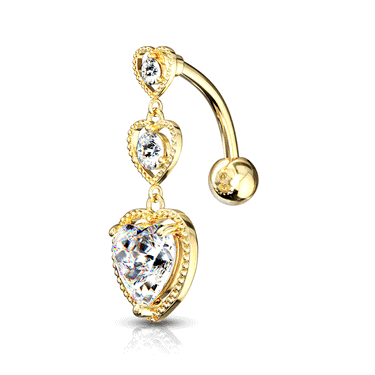 Diaphanous Love Reverse Belly Bar with Gold Plating