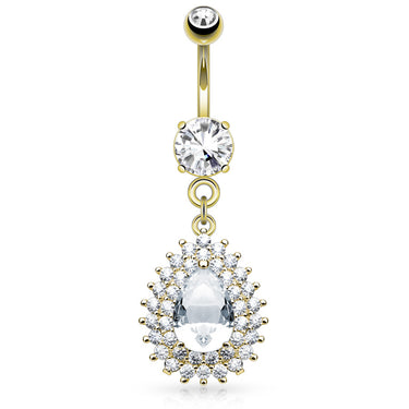 Astrid Gold Belly Dangle with Gold Plating - Dangling Belly Ring. Navel Rings Australia.
