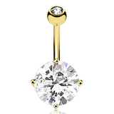 Kingdom Gem Belly Ring in 14K Gold - Fixed (non-dangle) Belly Bar. Navel Rings Australia.