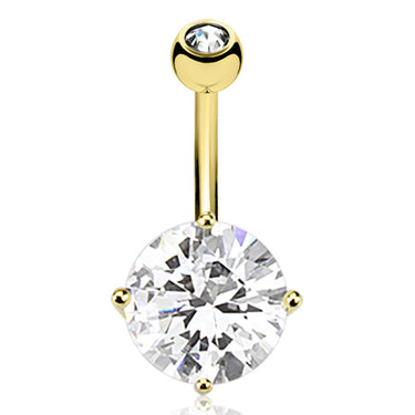 Kingdom Gem Belly Ring in 14K Gold - Fixed (non-dangle) Belly Bar. Navel Rings Australia.