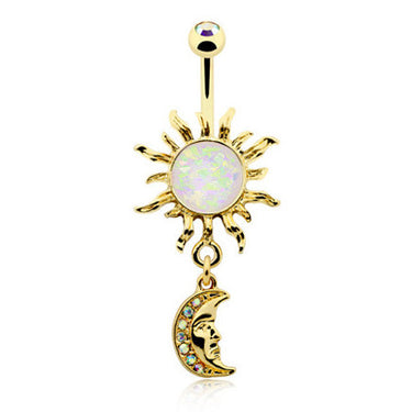 Hatha Goddess Opal Belly Dangle - Dangling Belly Ring. Navel Rings Australia.