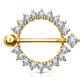 Sunburst Nipple Ring in 14K Yellow Gold - Nipple Ring. Navel Rings Australia.