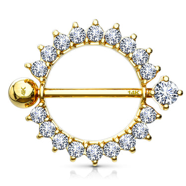 Sunburst Nipple Ring in 14K Yellow Gold - Nipple Ring. Navel Rings Australia.