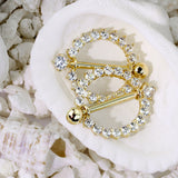 Sunburst Nipple Ring in 14K White Gold - Nipple Ring. Navel Rings Australia.