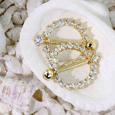Sunburst Nipple Ring in 14K White Gold - Nipple Ring. Navel Rings Australia.
