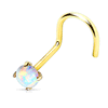 Opal Corkscrew Nose Ring in 14K Yellow Gold