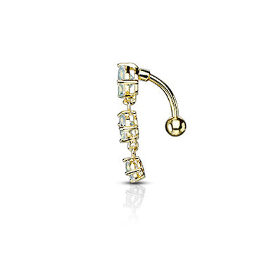 Opaline Top Drop Belly Bar with Gold Plating - Reverse Top Down Belly Ring. Navel Rings Australia.