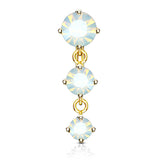Opaline Top Drop Belly Bar with Gold Plating - Reverse Top Down Belly Ring. Navel Rings Australia.