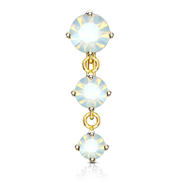 Opaline Top Drop Belly Bar with Gold Plating - Reverse Top Down Belly Ring. Navel Rings Australia.