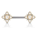 April Pearl Nipple Jewellery with Gold Plating - Nipple Ring. Navel Rings Australia.