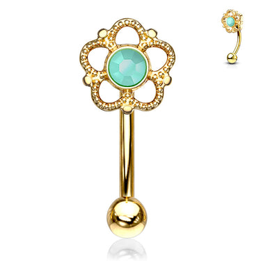 16g Petite Eleanor Reverse Navel Ring with Yellow Gold Plating - Reverse Top Down Belly Ring. Navel Rings Australia.