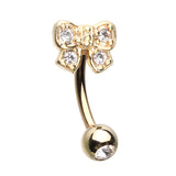 16g Petite Bow Reverse Navel Ring in Gold - Reverse Top Down Belly Ring. Navel Rings Australia.