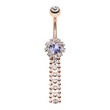 Petite Falls Belly Bar in Gold - Dangling Belly Ring. Navel Rings Australia.