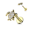 Crystal Sea Turtle Body Jewellery with Gold Plating. Labret, Monroe, Tragus and Cartilage Earrings.