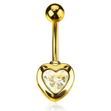 Heart Belly Ring with Gold Plating - Fixed (non-dangle) Belly Bar. Navel Rings Australia.