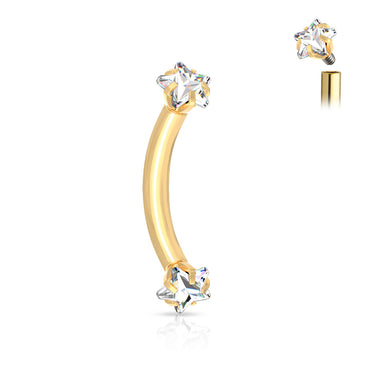 16g Petite Internally Threaded Star Navel Ring with Gold Plating - Reverse Top Down Belly Ring. Navel Rings Australia.