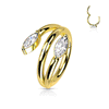 Crystal Vine Clicker Earring with Gold Plating. Tragus and Cartilage Jewellery.