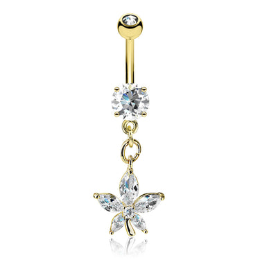 Golden Bae's Florist Belly Bar - Dangling Belly Ring. Navel Rings Australia.