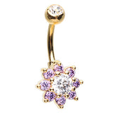 Velvet Beauteous Daisy Belly Ring - Fixed (non-dangle) Belly Bar. Navel Rings Australia.
