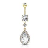 Sphynx Teardrop Belly Dangle in Gold - Dangling Belly Ring. Navel Rings Australia.