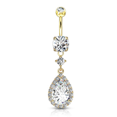 Sphynx Teardrop Belly Dangle in Gold - Dangling Belly Ring. Navel Rings Australia.
