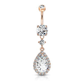 Sphynx Teardrop Belly Dangle with Rose Gold Plating - Dangling Belly Ring. Navel Rings Australia.