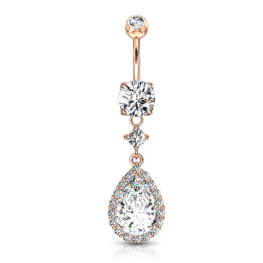 Sphynx Teardrop Belly Dangle with Rose Gold Plating - Dangling Belly Ring. Navel Rings Australia.
