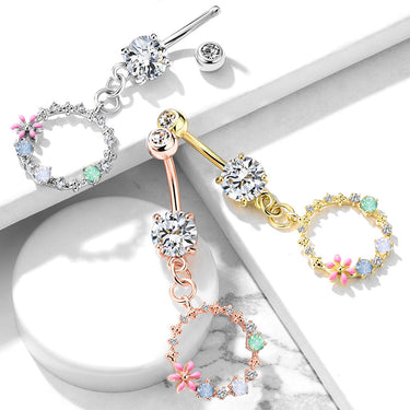Hoola Matrix Belly Dangle with Rose Gold Plating - Dangling Belly Ring. Navel Rings Australia.