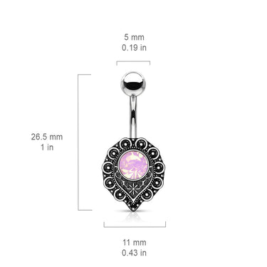 Mimi Pink Tribal Belly Bar - Fixed (non-dangle) Belly Bar. Navel Rings Australia.