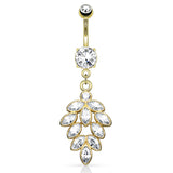 Golden Bordeaux Grape Vine Navel Ring - Dangling Belly Ring. Navel Rings Australia.