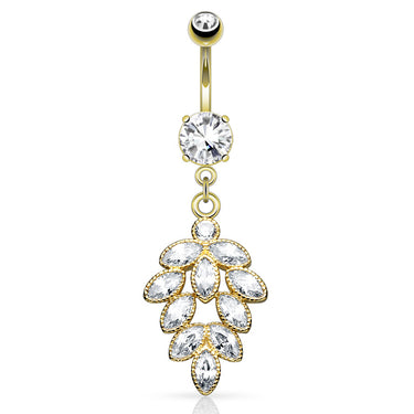 Golden Bordeaux Grape Vine Navel Ring - Dangling Belly Ring. Navel Rings Australia.