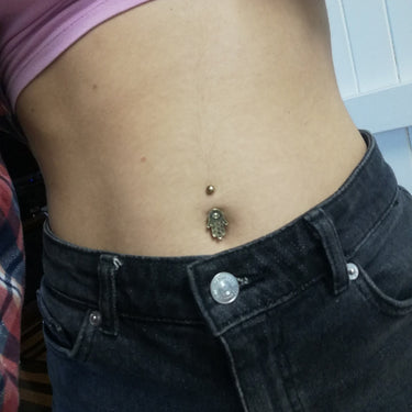 Cirantana Hamsa Navel Piercing Bar - Fixed (non-dangle) Belly Bar. Navel Rings Australia.