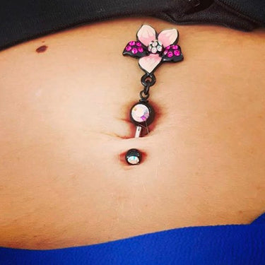 Blackline Hawaiian Luau Flower Belly Piercing Ring - Dangling Belly Ring. Navel Rings Australia.