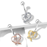Lost in Love Belly Bar with Gold Plating - Fixed (non-dangle) Belly Bar. Navel Rings Australia.