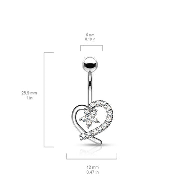 Lost in Love Belly Bar with Gold Plating - Fixed (non-dangle) Belly Bar. Navel Rings Australia.