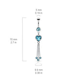 Khloe Heart Chandelier Belly Dangle - Dangling Belly Ring. Navel Rings Australia.
