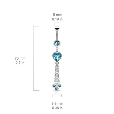 Khloe Heart Chandelier Belly Dangle - Dangling Belly Ring. Navel Rings Australia.
