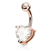 Heart Solitaire Belly Bar with Rose Gold Plating